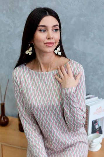 Платье 1113д розово-оливковое