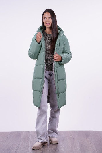 Пальто зимнее 33791 серо-зеленый