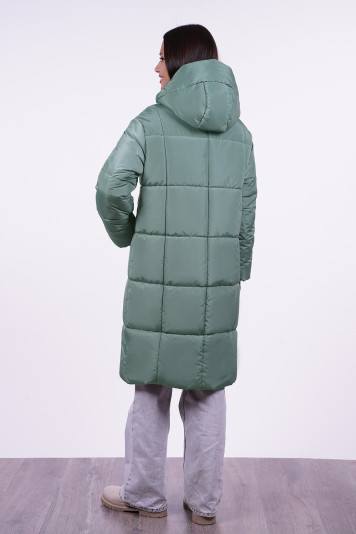 Пальто зимнее 33791 серо-зеленый
