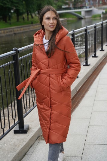 Пальто деми  53952 терракот