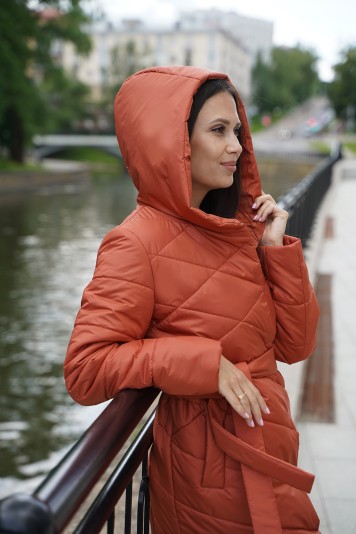 Пальто деми  53952 терракот