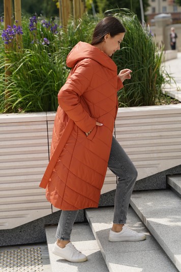 Пальто деми  53952 терракот