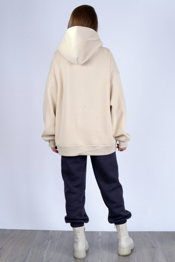 Костюм худи 1308 молоко + брюки 1207 синие