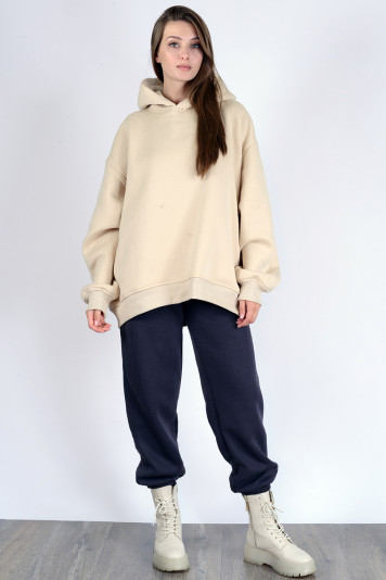 Костюм худи 1308 молоко + брюки 1207 синие