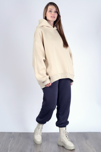 Костюм худи 1308 молоко + брюки 1207 синие
