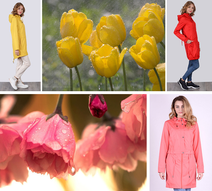 Сочный вариант дождевиков и плащей женских для яркой весны