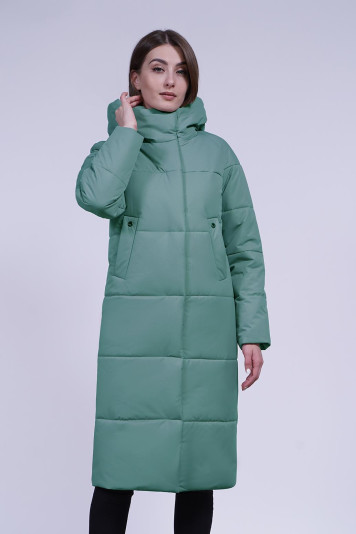Пальто зимнее  53828  серо-зеленый