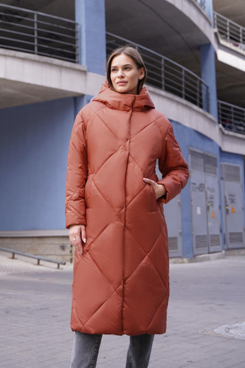 Пальто зимнее  33788 терракот