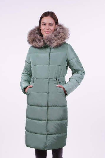 Пальто зимнее  30786 серо-зеленый