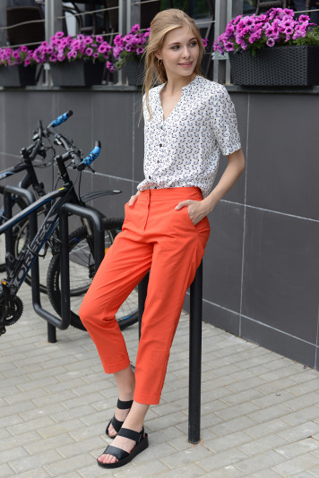 Блуза 7126 + брюки 8212 коралл