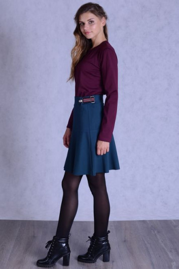 Джемпер 7137 бордо + юбка 7102.1 зеленый