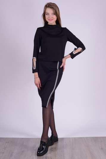 Джемпер + юбка 8302+8204 черные